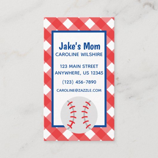 Gingham Baseball Business of Contact Kaart Visitekaartje (Voorkant)