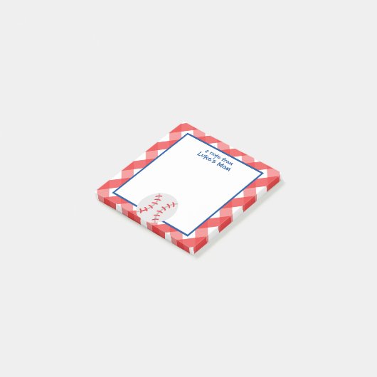 Gingham Baseball Gepersonaliseerd Post-it Notitieb Post-it® Notes (Schuin)