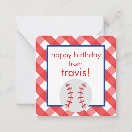 Gingham Baseball Kaarten voor persoonlijke cadeaub Notitiekaartje (Voorkant)