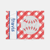 Gingham Baseball Personalized Fleece Blanket (Voorkant (Horizontaal))