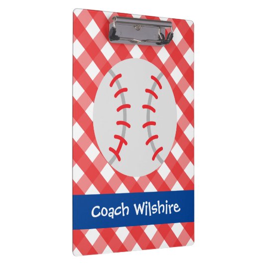 Gingham Baseball Persoonlijk Klembord (Rechts)