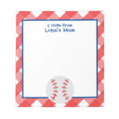Gingham Baseball Persoonlijk Notitieblok (Voorkant)