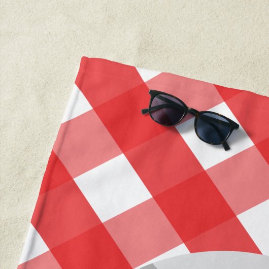 Gingham Baseball Persoonlijke keukenhanddoek Strandlaken (In situ)