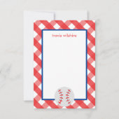 Gingham Baseball Persoonlijke notitiekaarten (Voorkant)