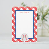 Gingham Baseball Persoonlijke notitiekaarten (Staand voorkant)