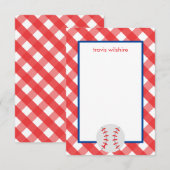Gingham Baseball Persoonlijke notitiekaarten (Voorkant / Achterkant)