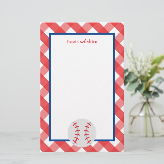 Gingham Baseball Persoonlijke schrijfbenodigdheden (Staand voorkant)