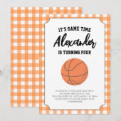 Gingham Basketbal Verjaardag Kaart (Voorkant / Achterkant)