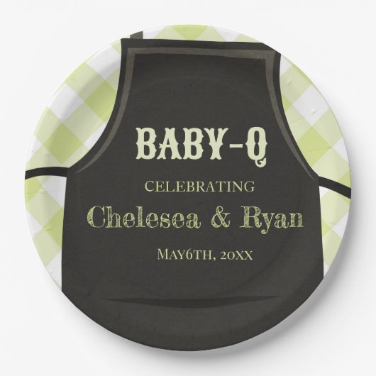 Gingham Bbq Baby shower  Papieren Bordje (Voorkant)