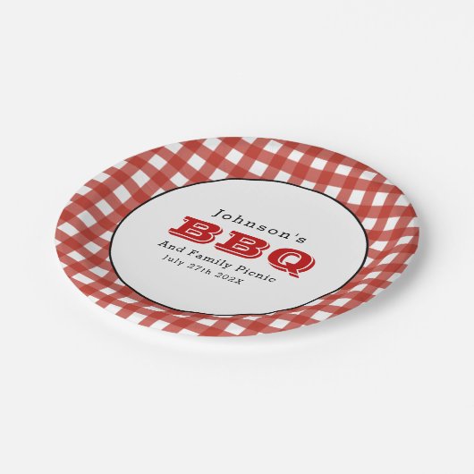 Gingham BBQ Family Picnic Paper Bord (Gekanteld)
