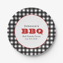 Gingham BBQ Family Picnic Paper Bord