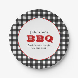 Gingham BBQ Family Picnic Paper Bord