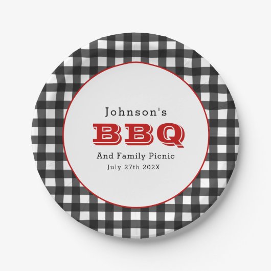 Gingham BBQ Family Picnic Paper Bord (Voorkant)