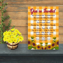 Gingham BBQ Invite Barn Style Backyard Party  