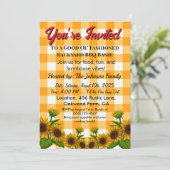 Gingham BBQ Invite Barn Style Backyard Party   Kaart (Staand voorkant)
