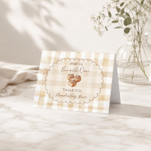 Gingham Beige Bun in de Oven Baby Shower Bedankkaart