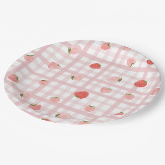 Gingham Berry Party Borden Papieren Bordje (Gekanteld)