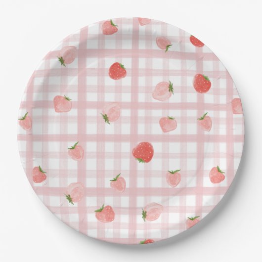 Gingham Berry Party Borden Papieren Bordje (Voorkant)
