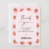 Gingham Berry Sweet 1e verjaardag bedankje Kaart (Voorkant)
