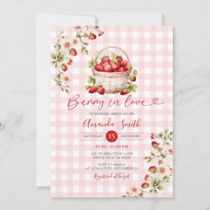 Gingham Berry verliefd op aardbeien Vrijgezellenfe Kaart