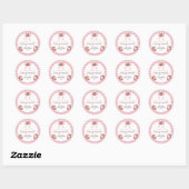 Gingham bessen baby shower ronde sticker (Vel)