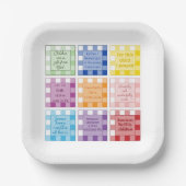 Gingham Bijbelverzen Baby shower Papieren Bordje (Voorkant)