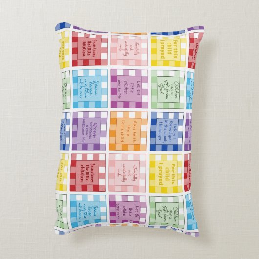 Gingham Bijbelverzen over kinderen Accent Kussen (Achterkant (Verticaal))