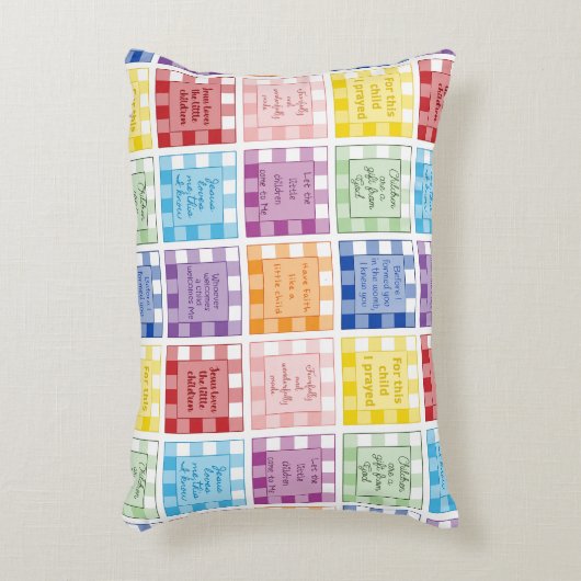 Gingham Bijbelverzen over kinderen Accent Kussen (Voorkant(Verticaal))