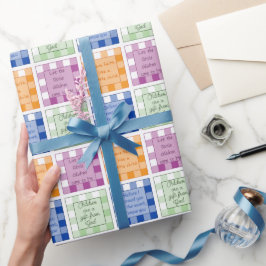 Gingham Bijbelverzen over kinderen baby's Cadeaupapier
