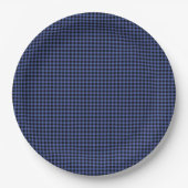 Gingham Blauw Zwart Klassiek Tijdloos Preppy Chic Papieren Bordje (Voorkant)