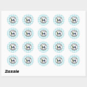 Gingham blauwe bosbesjam ronde sticker (Vel)