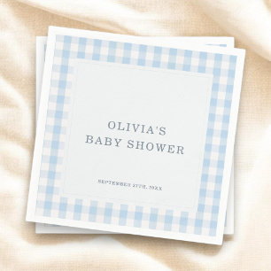 Gingham Blauwe Jongens Baby Shower Feest Servet