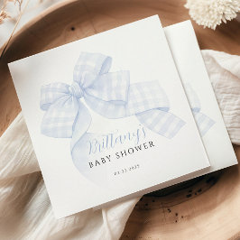 Gingham Blauwe Strik Baby Shower Papieren Servette Servet