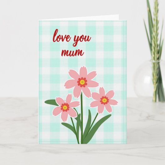 Gingham Bloemen Kaart (Voorkant)
