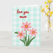 Gingham Bloemen Kaart (Gele Bloem)