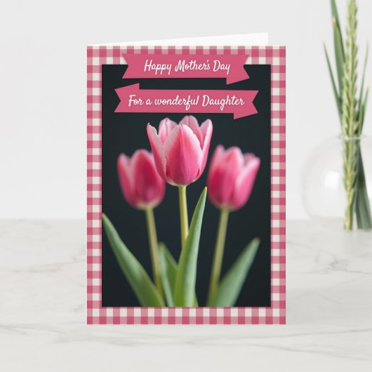 Gingham Bloemen Verjaardagskaart Kaart (Voorkant)