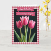 Gingham Bloemen Verjaardagskaart Kaart (Gele Bloem)