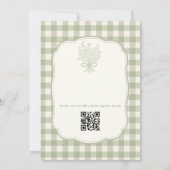 Gingham Bloemenboog Bruiloft Luncheon QR Code Kaart (Achterkant)
