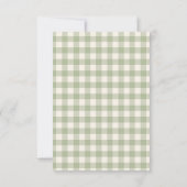 Gingham Bloemenslint Saliegroen Bruidsfeest Kaart (Achterkant)