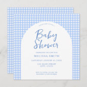 Gingham Blue Checkered Plaid-Baby shower Kaart (Voorkant / Achterkant)