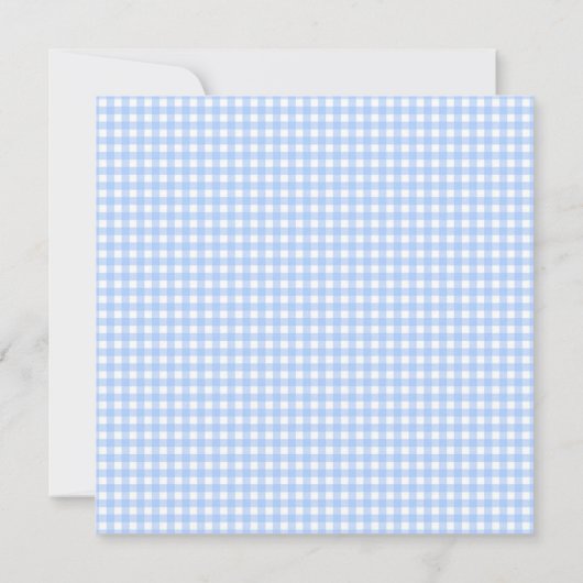 Gingham Blue Checkered Plaid-Baby shower Kaart (Achterkant)