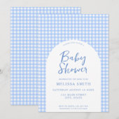 Gingham Blue Checkered Plaid-Baby shower Kaart (Voorkant / Achterkant)