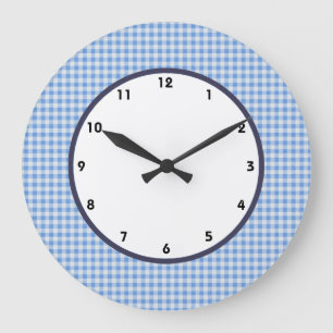 gingham blue en white check klok