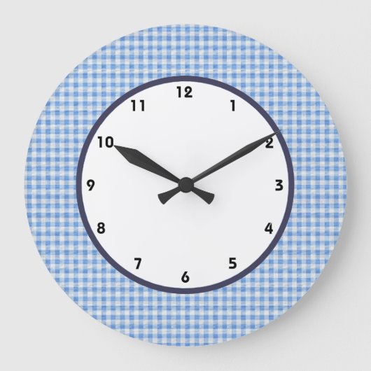 gingham blue en white check klok (Voorkant)
