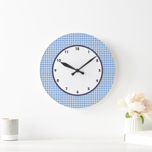 gingham blue en white check klok (Huis)