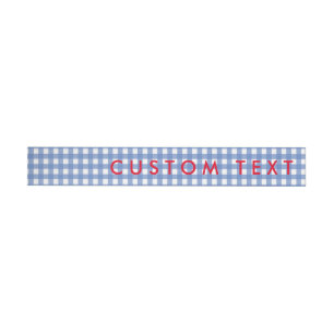 Gingham Blue en White Oz Wrap rond Uitnodigt Etike Adreslabel Wikkel