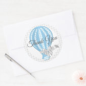 Gingham Blue Hete Luchtballon Ronde Sticker (Envelop)