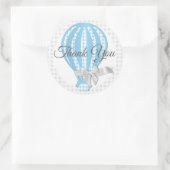 Gingham Blue Hete Luchtballon Ronde Sticker (Tas)