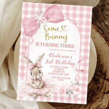 Gingham Blush Roze Bloem Boog Konijn Ballerina