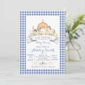 Gingham boerderij baby shower uitnodiging (Staand voorkant)